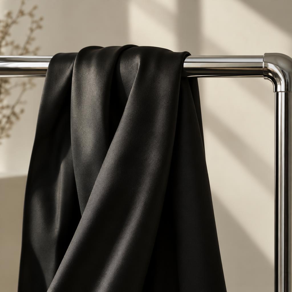 Fabric detail on a chrome rail